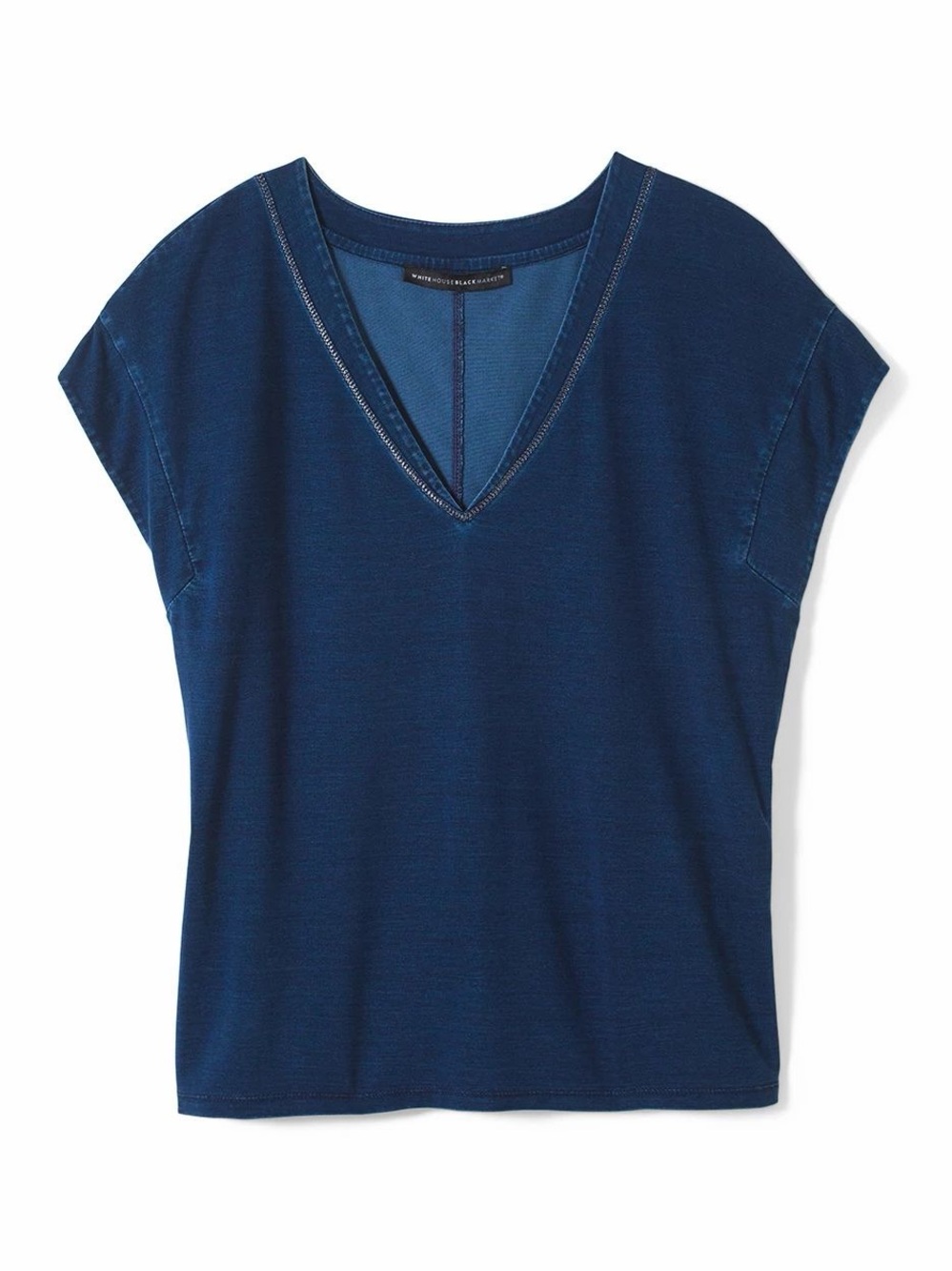 New White House Black Market Women's Navy V-Neck Short Sleeve Tee Size XL